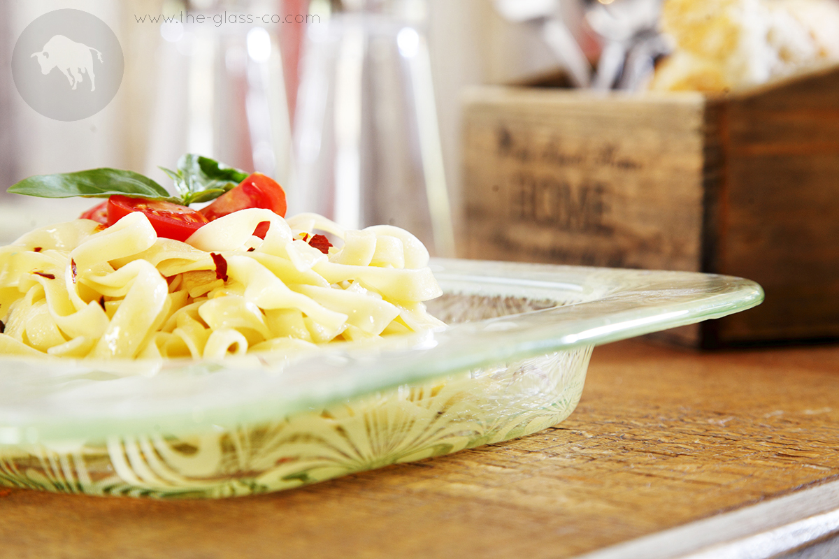 glass pasta plate