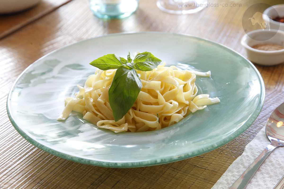 green pasta plate