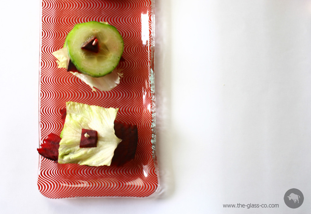 red rectangular tray