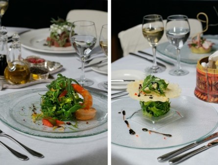 glass dinner plates, plate set, clear glass plates, restaurant plates, glass salad plate, main course plate, main course dish, Glass Studio, Melenos Lindos