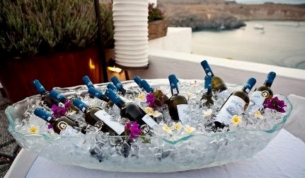 ice bucket, wine bucket, champagne bucket, glass ice bucket, glass ice bowl, champagne tub, wine cooler bowl, Glass Studio, Melenos Lindos Hotel